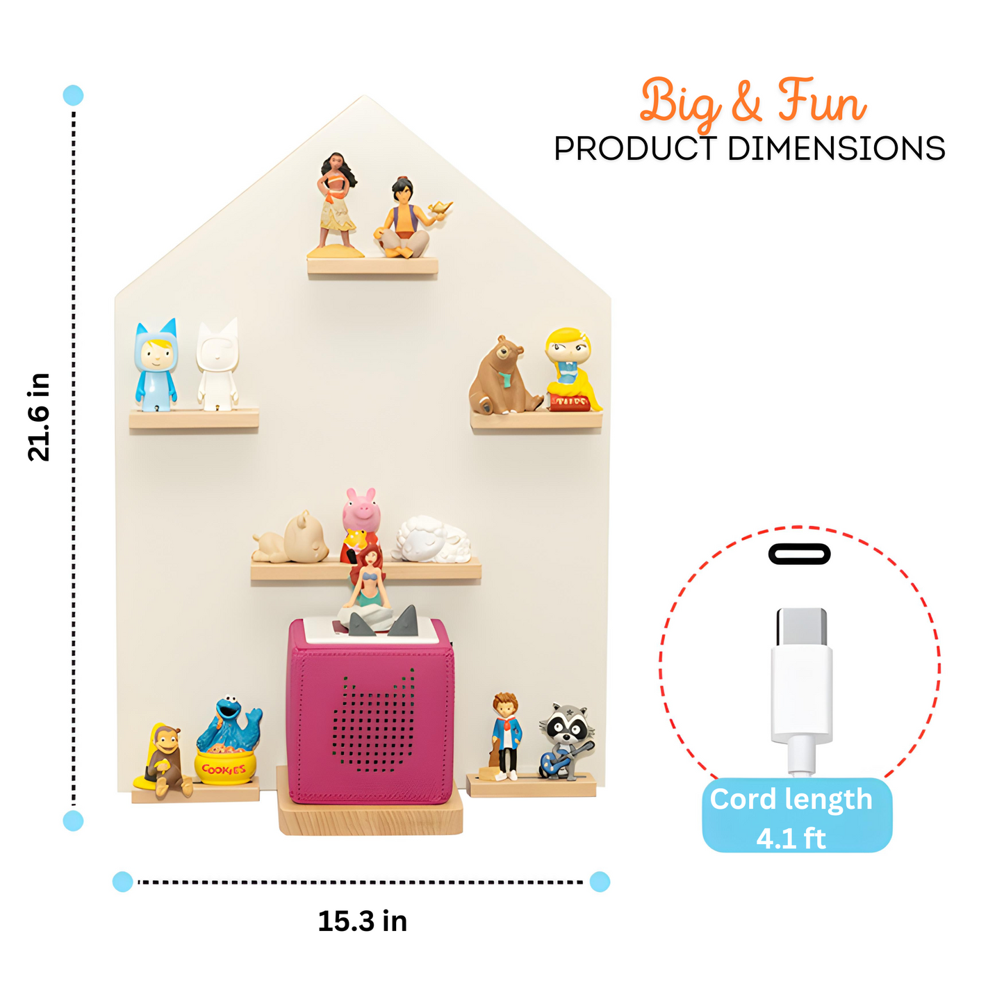 Magnetic Tonies Shelf with Integrated LED Light HOUSE