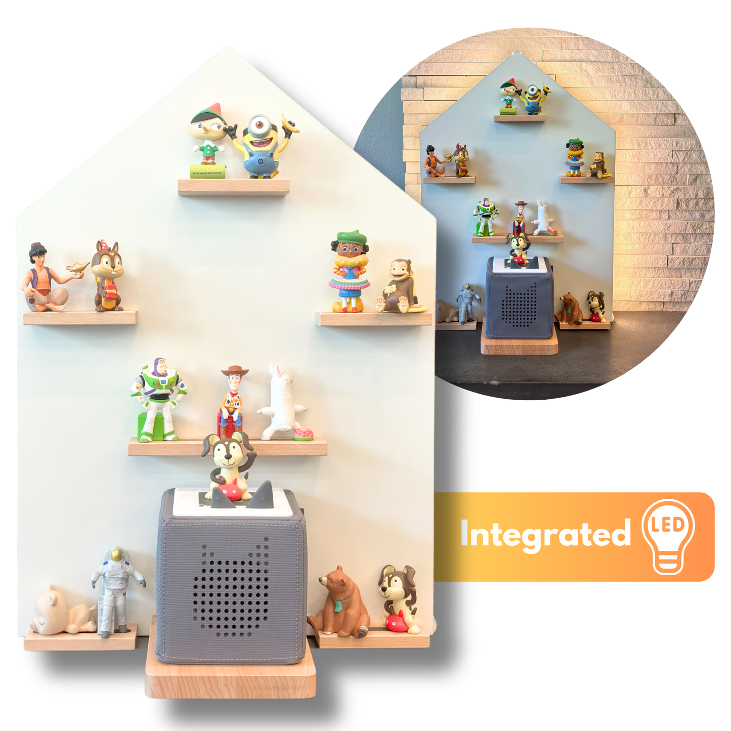 Magnetic Tonies Shelf with Integrated LED Light HOUSE