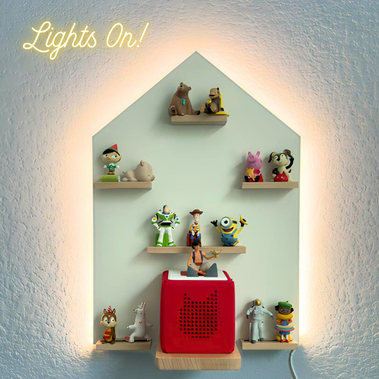 Magnetic Tonies Shelf with Integrated LED Light HOUSE