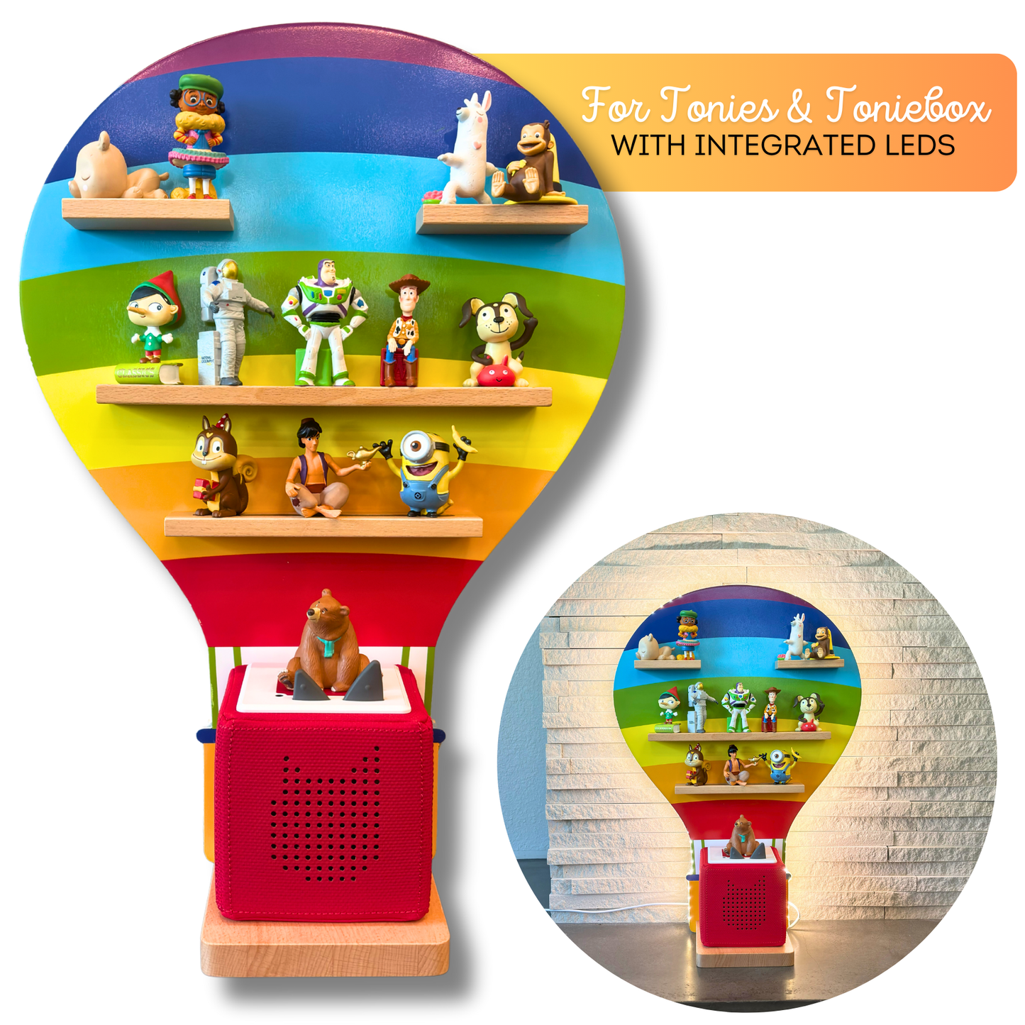 Magentic Tonies Shelf with Integrated LED Light BALLOON